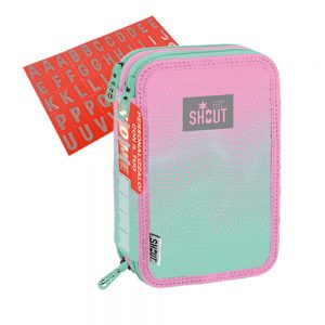 SHOUT COOL GIRL - ASTUCCIO 3 ZIPPER - 44 PEZZI PINK & GREEN